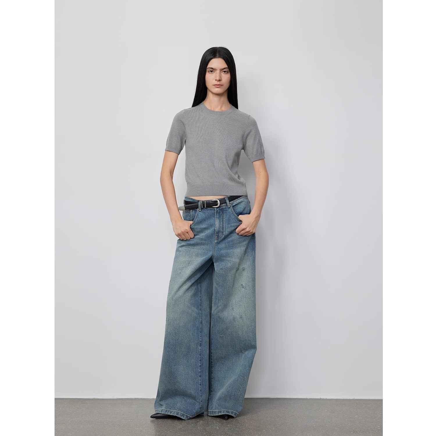 90 Street Distressed Washed Retro Jeans | Maison Élvorain