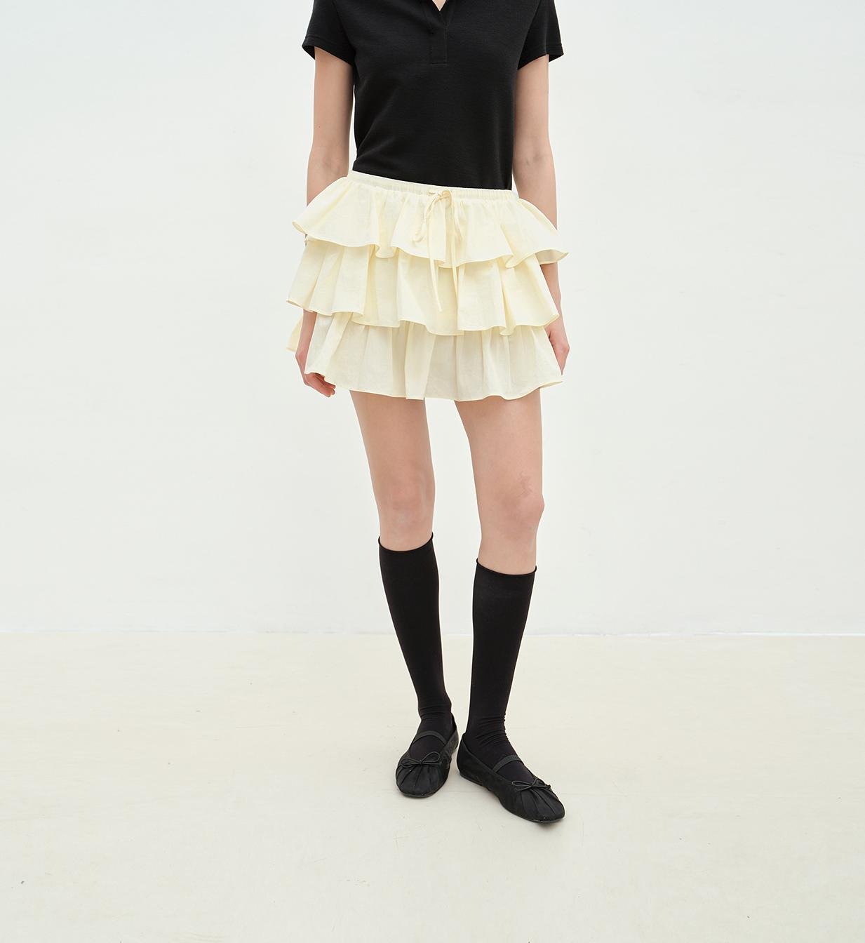 Blueberry cream cotton skirt for women by Firelady Fur featuring lace details and a soft, breathable fabric design.