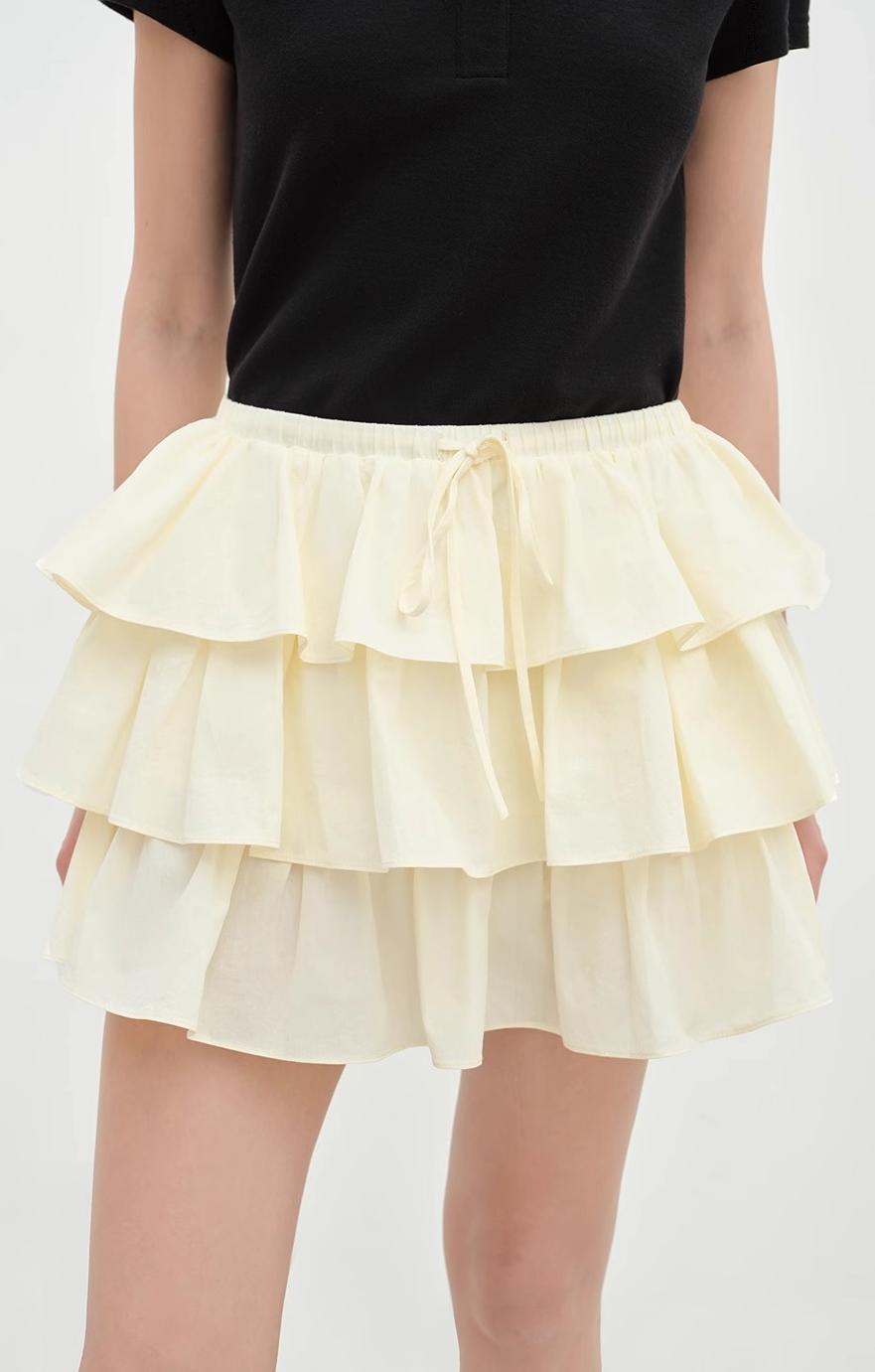 Blueberry Cream Cotton Skirt for women by Firelady Fur, featuring lace details and a soft, lightweight fabric design.