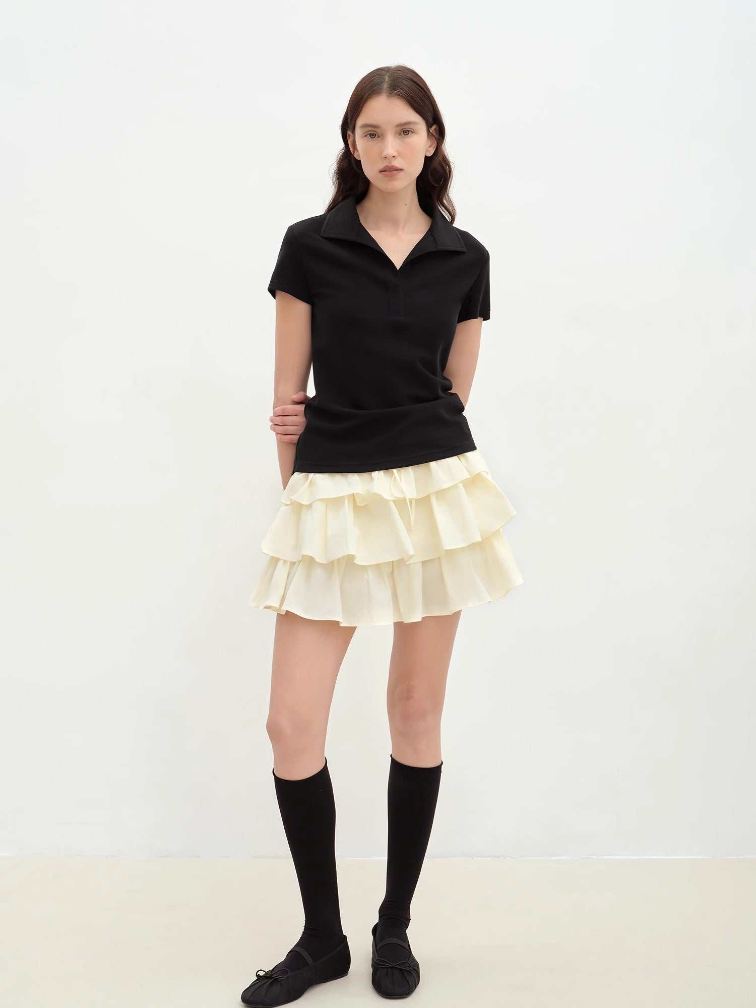 Blueberry cream cotton skirt for women by Firelady Fur featuring lace detailing and a smooth, flowy fabric.