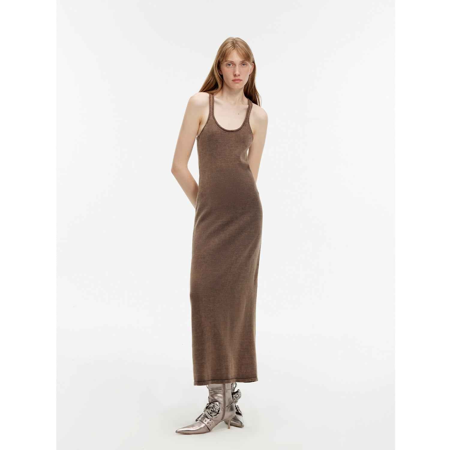Distressed washed vest dress from Firelady Fur’s Cool Girl Recipe collection, featuring a relaxed fit and vintage-inspired design.