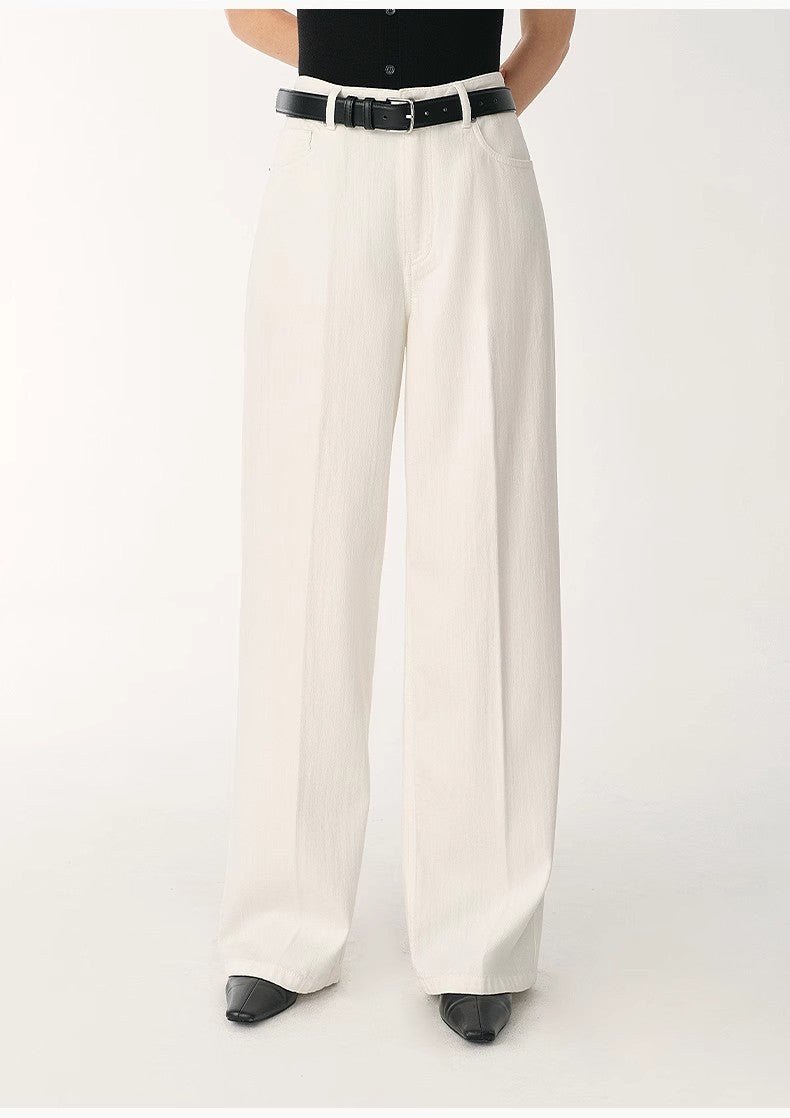 Customized cotton fabric skin-friendly washed drape versatile wide-leg jeans-4