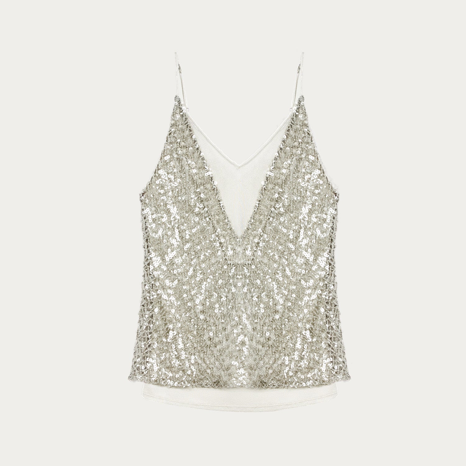 Firelady Fur Dream Catcher sequined net pattern two-piece summer top with deep V waist suspender design.