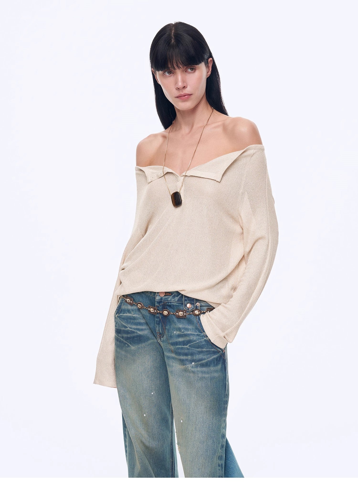 Firelady Fur Fashion Law shirt, casual one-shoulder raglan sleeve top with stylish design, ideal for modern fashion statements.
