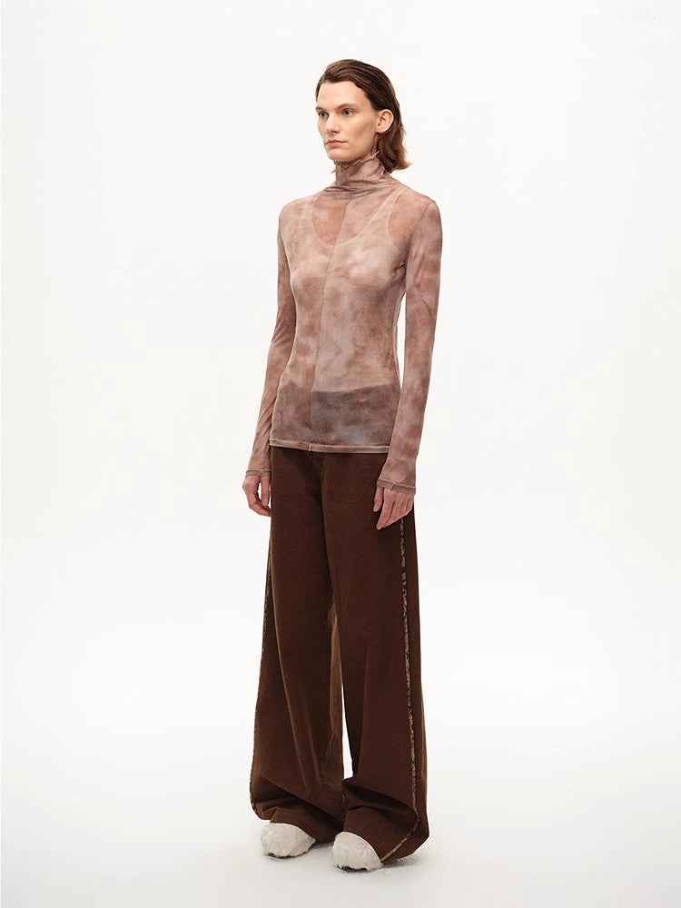 Fashionable Firelady Fur mesh top by Maison Élvorain featuring a high collar and detailed design, perfect for stylish outfits.