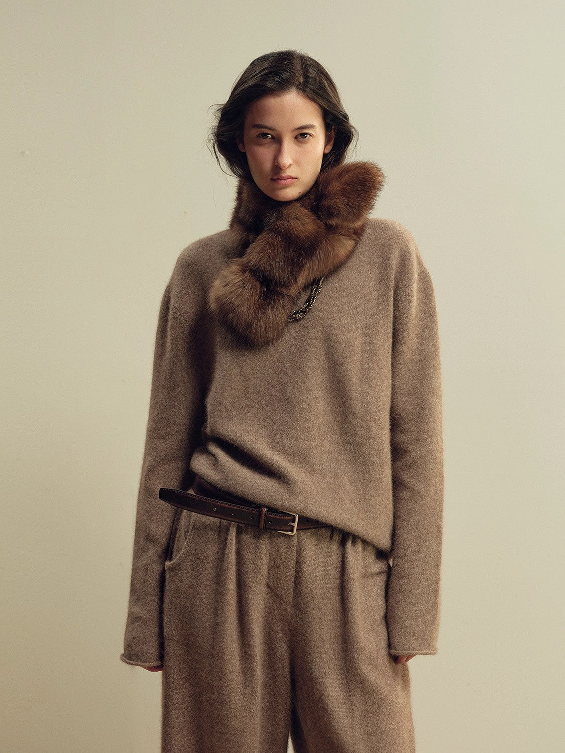 Firelady Fur Mink Retro Vintage Scarf featuring ribbed patchwork in stylish, imported fur design from Maison Beaumont.