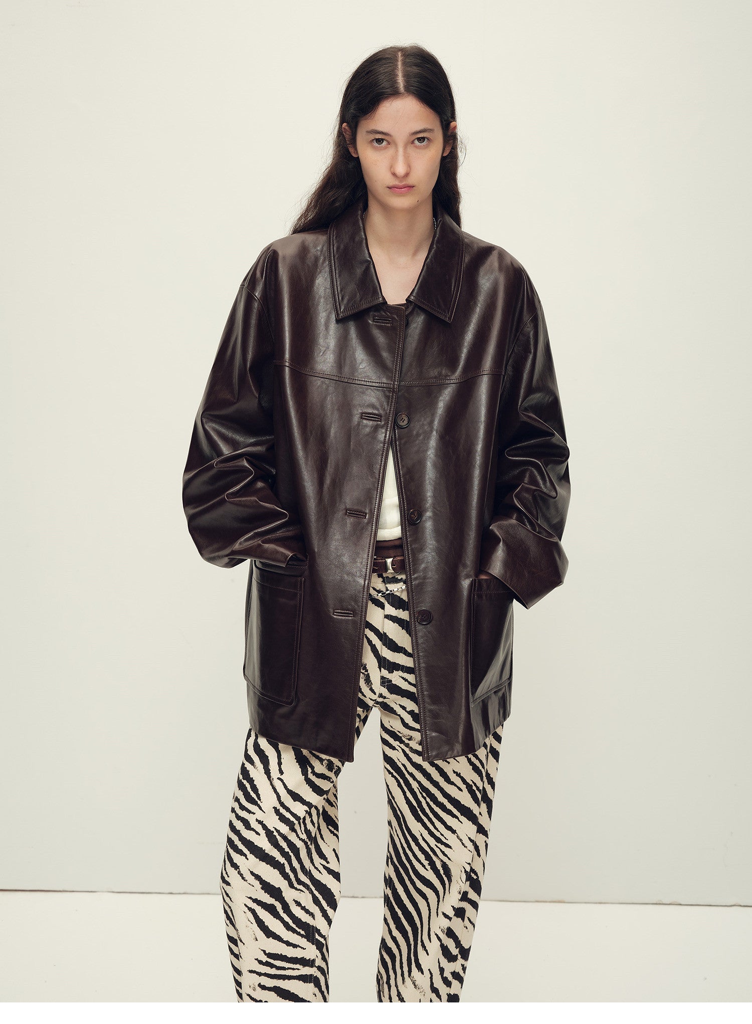 Firelady Fur Women‘s Leather Biker Jacket in British Imported Vintage Waxed Lambskin “Heartland Echo”-3