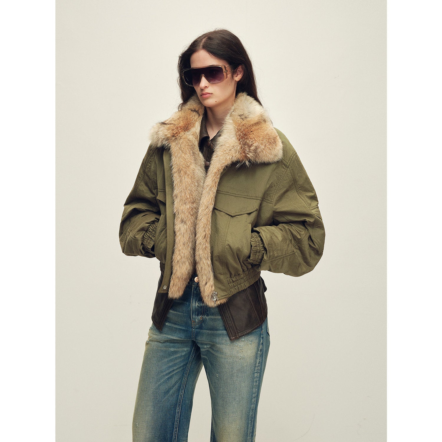 Firelady Fur Women's Multi-Color Fur Collar Parka - Pilot Jacket Style "Serene Heat Island"-5