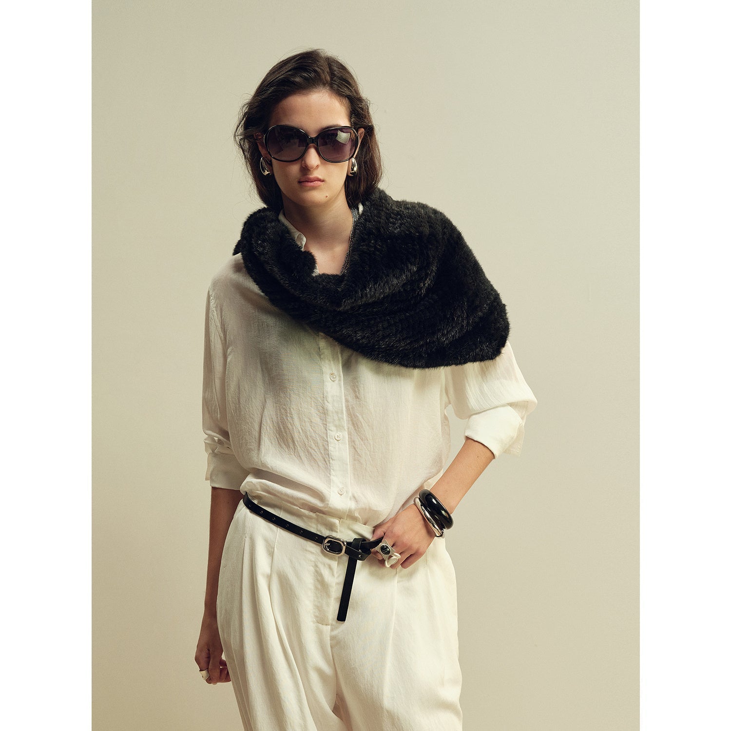 Firelady Fur Women’s Winter Mink Triangle Scarf – Kopenhagen Purple Label Luxury Woven Mink Shawl, Elegant Vintage Style-3