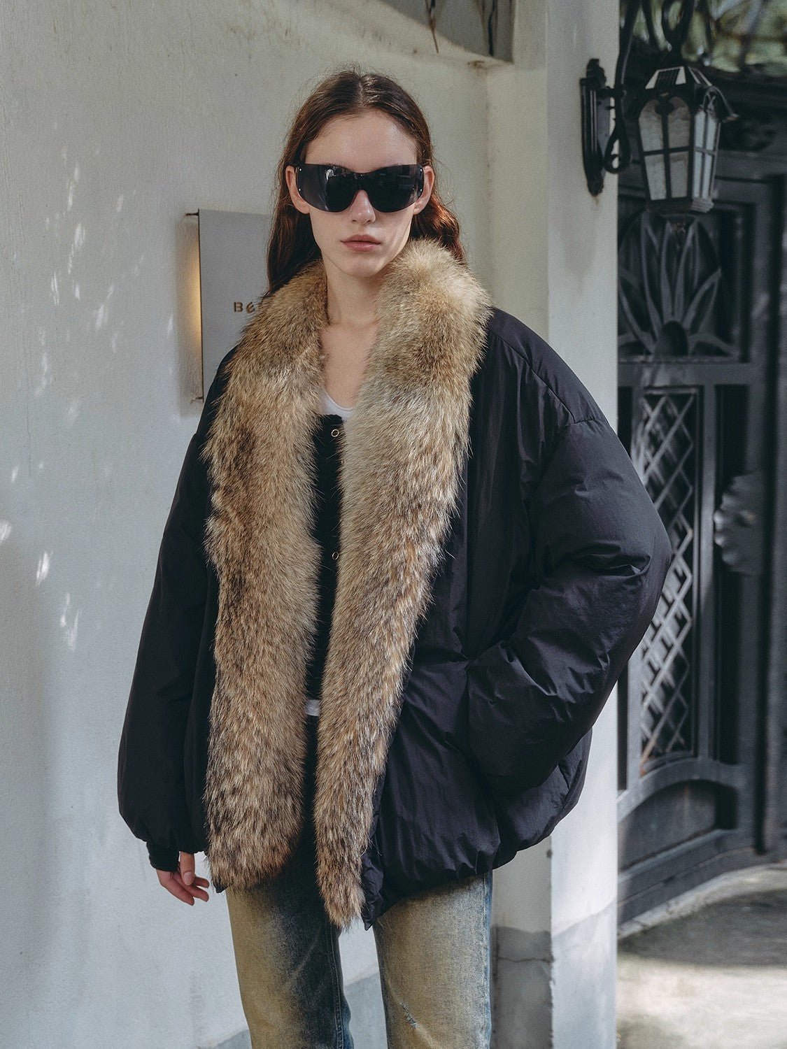 Fireladyfur Women’s Down Parka with Detachable Real Wolf Fur Trim Polish White Goose Down “Glacier Parka”-2