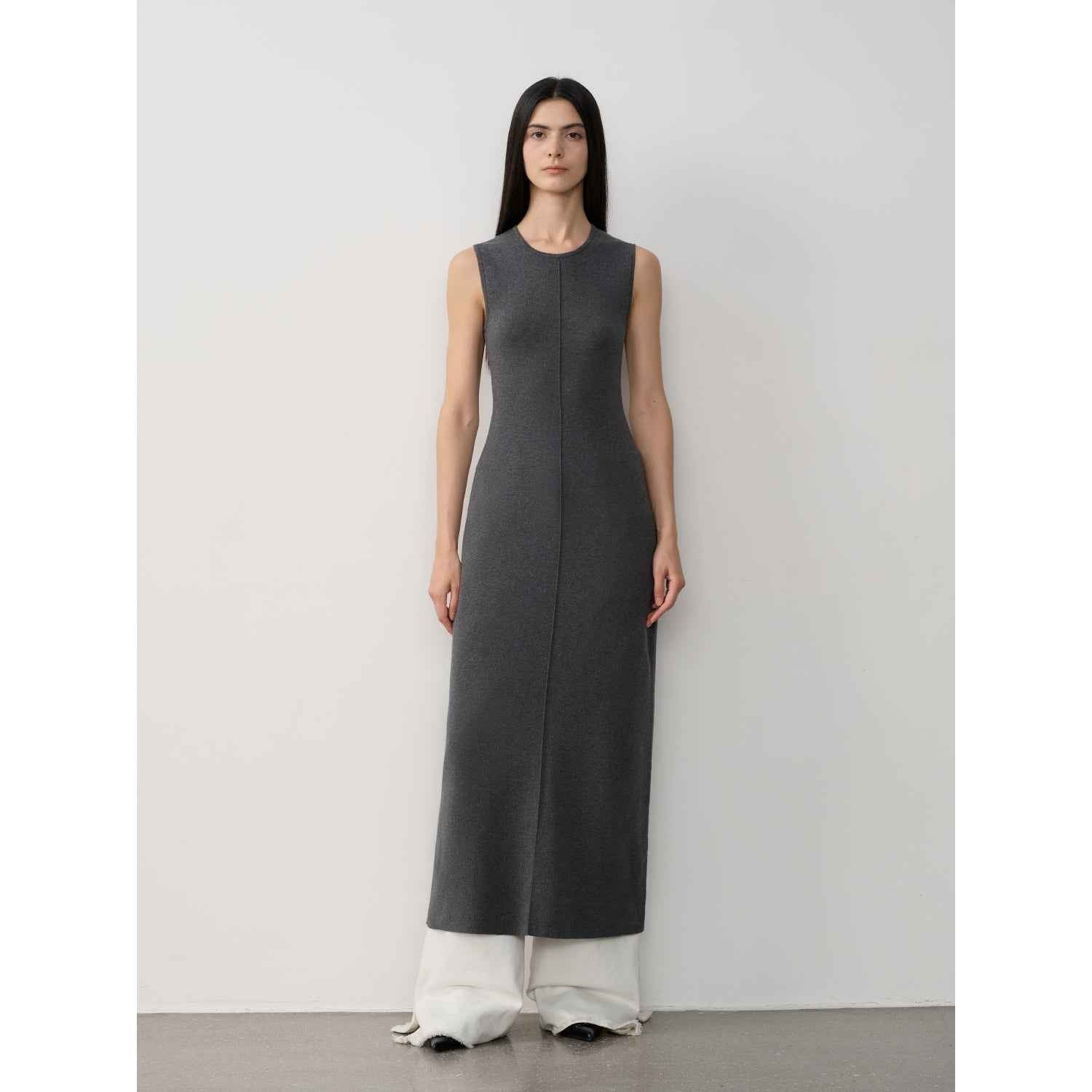Firelady Fur women's merino wool knit dress featuring a cozy, fitted design with island-inspired letters and textured fabric.