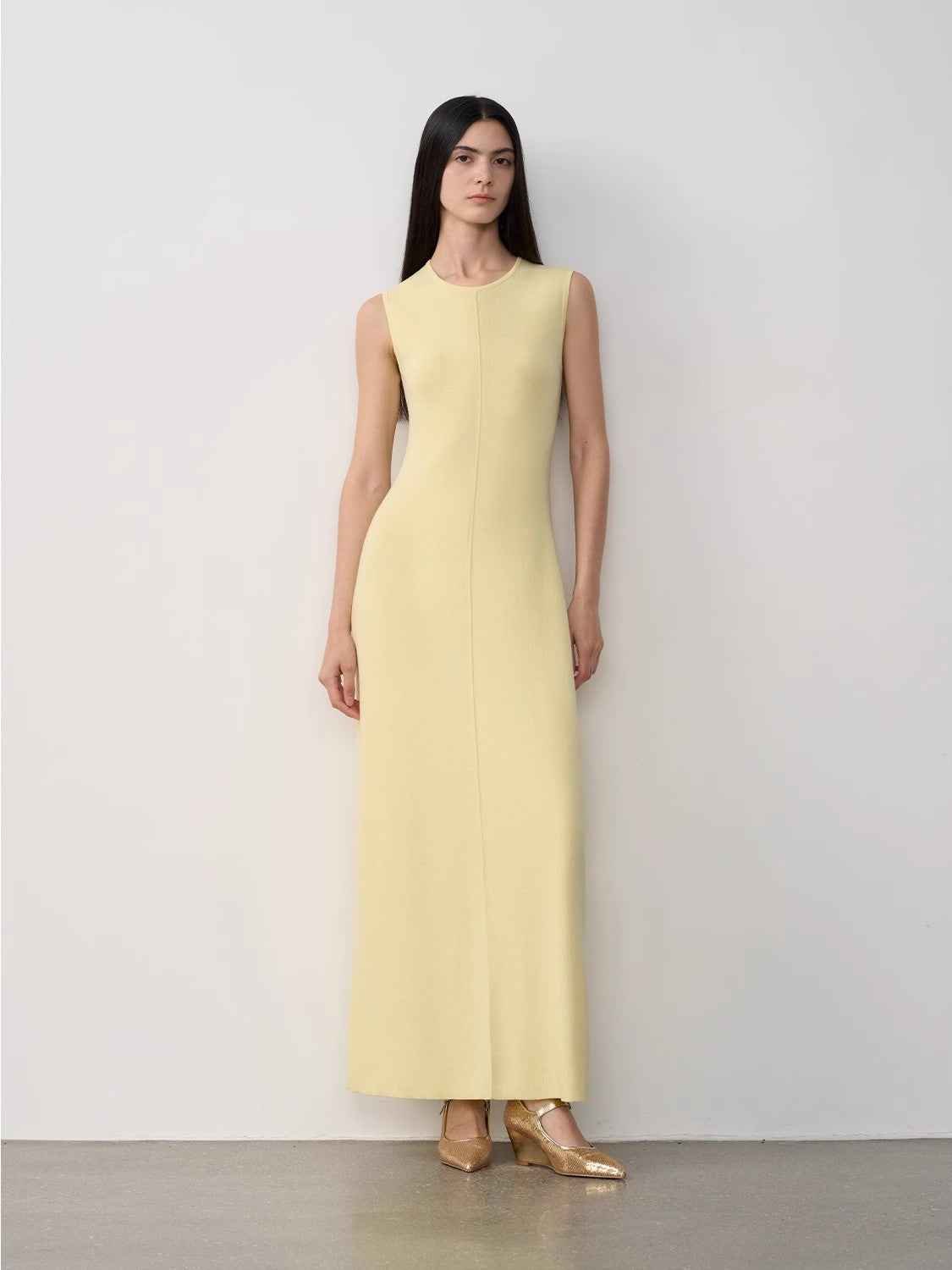 Firelady Fur women's Merino wool knit dress featuring a cozy, fitted design with island-themed letter details.