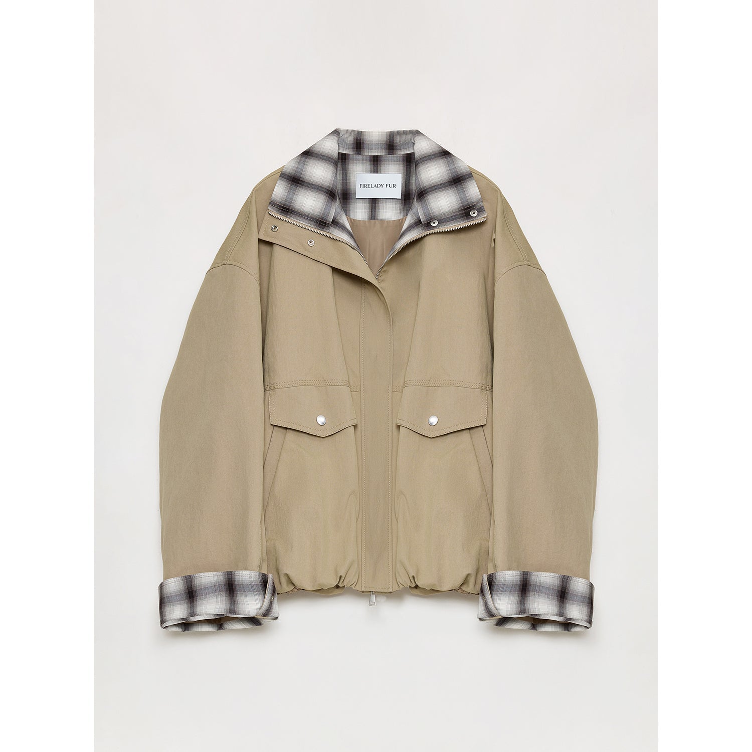 Fireladyfur Women's Retro Plaid Cotton Short Jacket | Loose Fit "Monsoon Climate"-5
