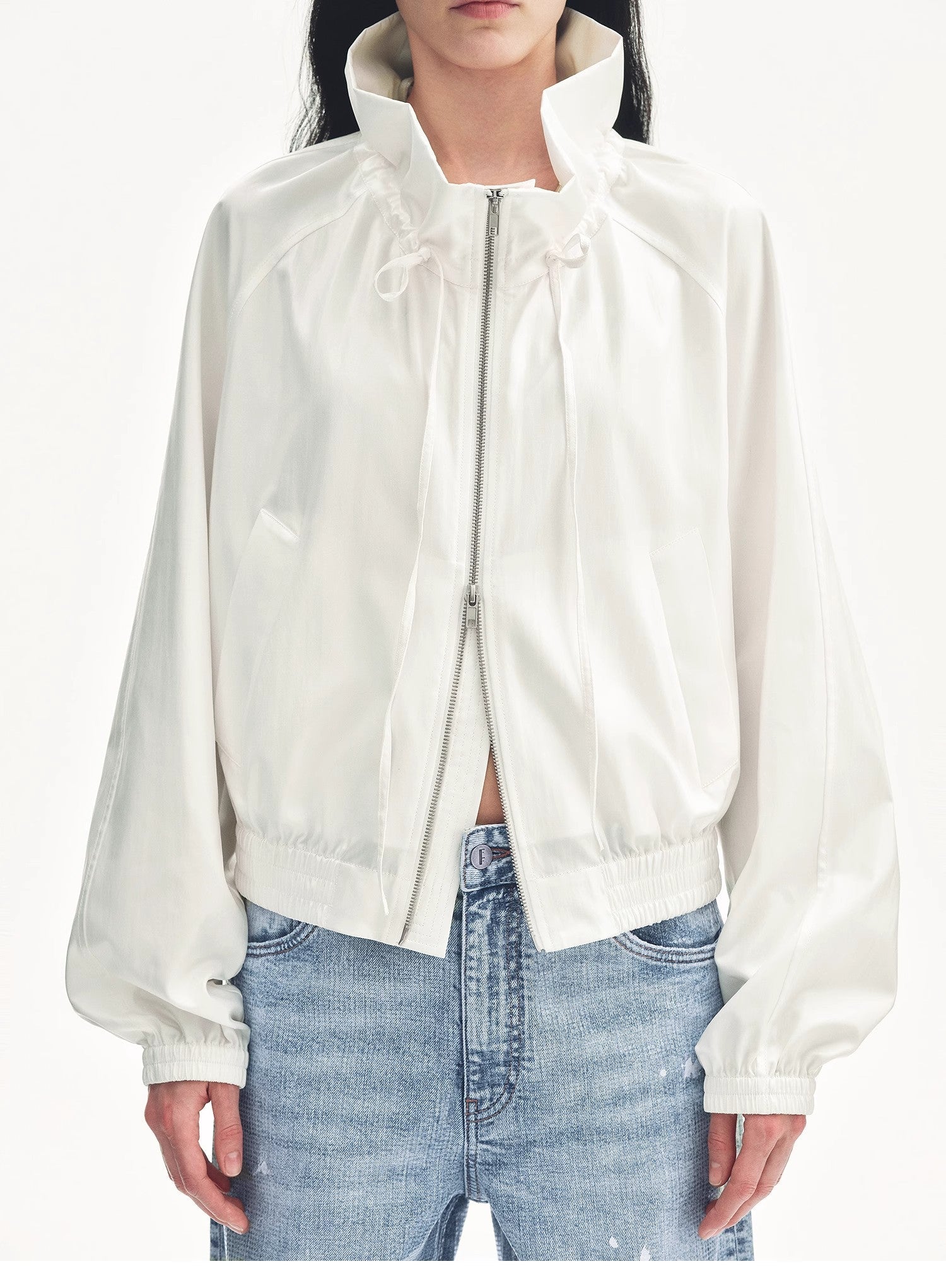 "Front Page Daily" drawstring raglan sleeve straight collar jacket summer-4
