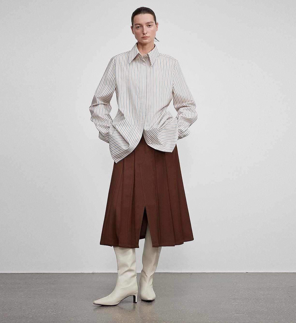 Firelady Fur long shirt by Maison Beaumont featuring a drapey, elegant design for women.