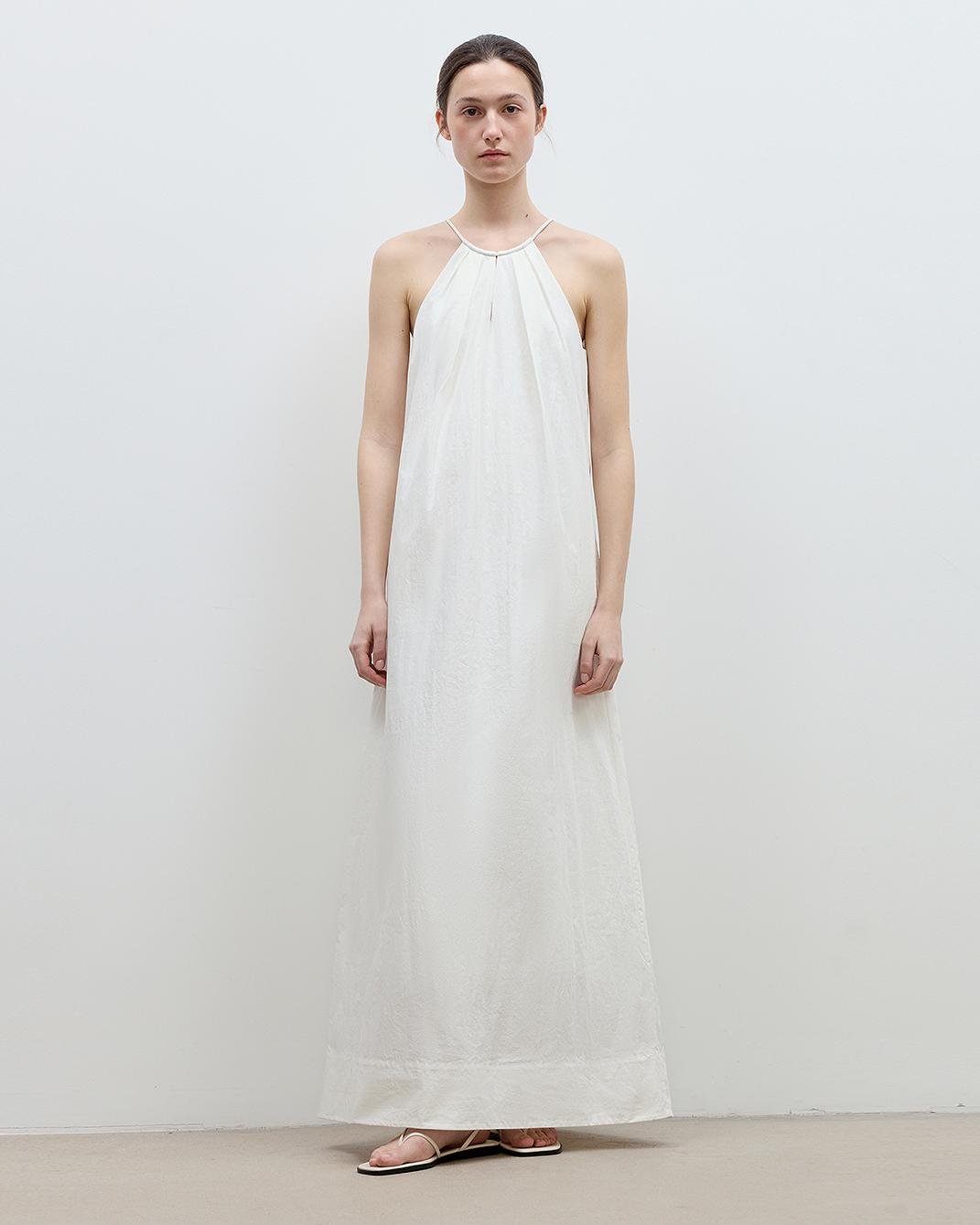 Firelady Fur minimalist Rule dress with halter neck, hollow design, perfect for summer, long women's dress, elegant and stylish.