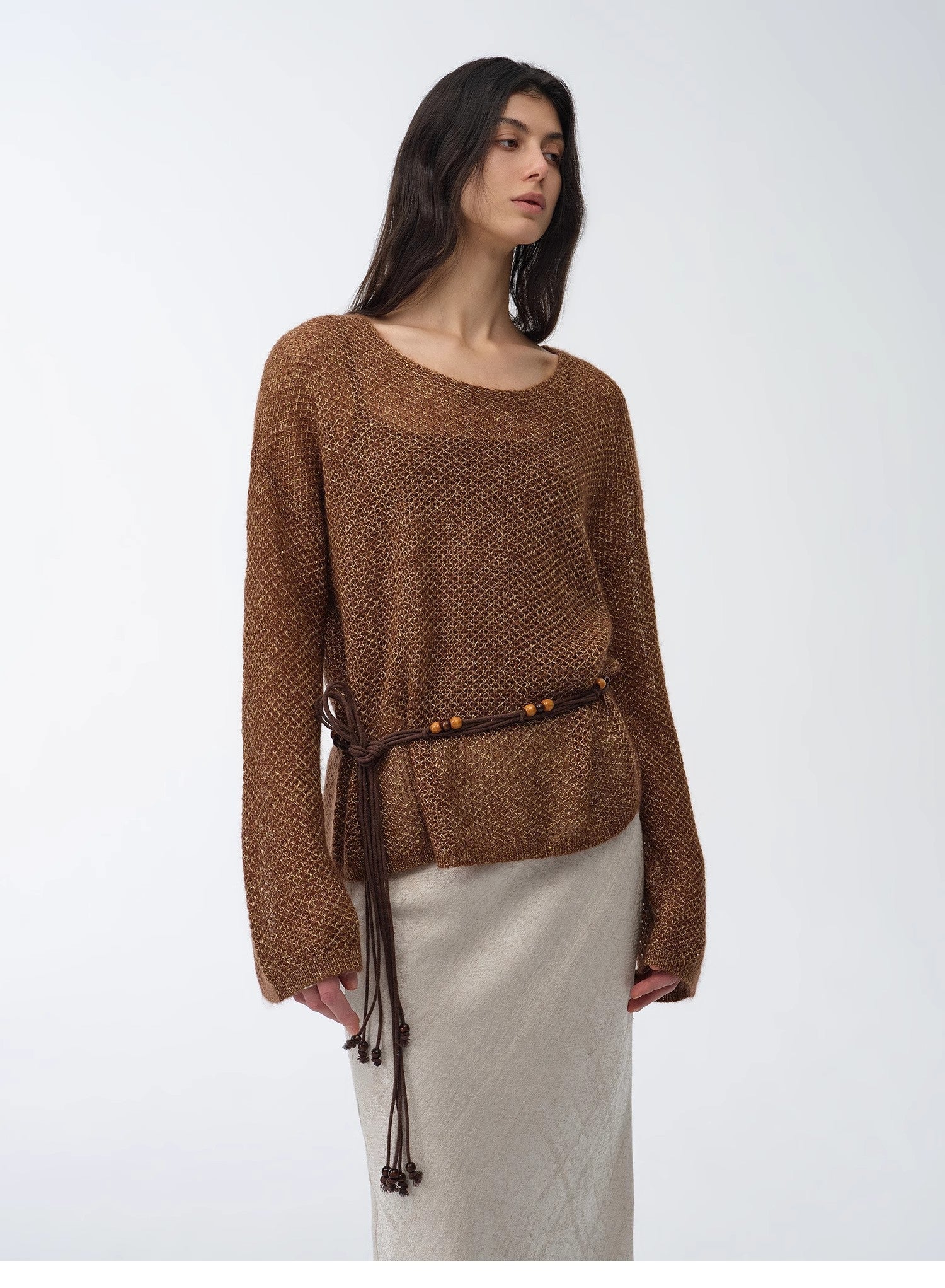 Firelady Fur Sparkling Spring Knit Oversized Top with mohair and sequin blend, loose fit, long sleeves, and O-neck design.