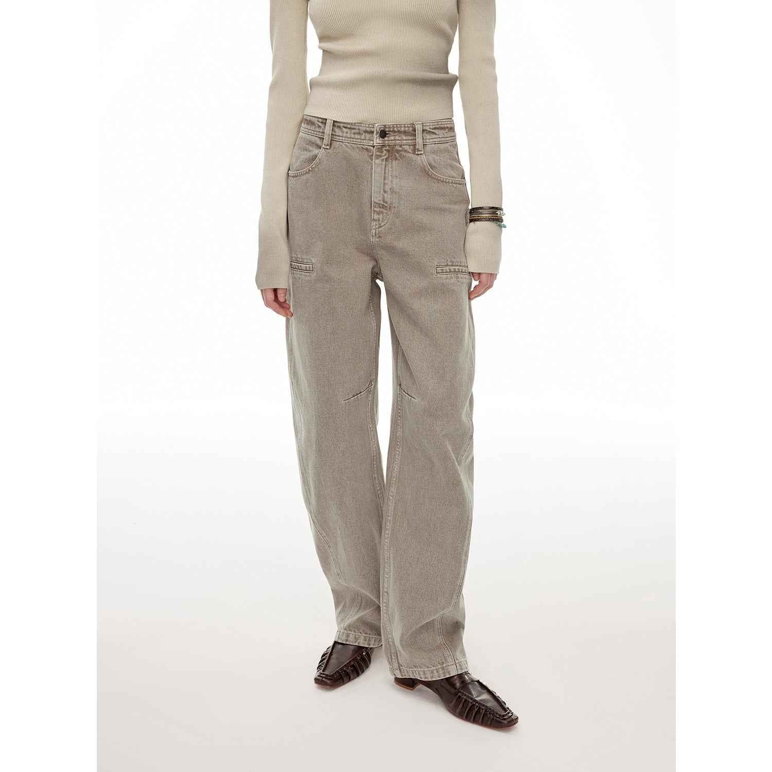 Firelady Fur women's distressed washed vintage jeans with a loose fit and retro style, perfect for autumn fashion.