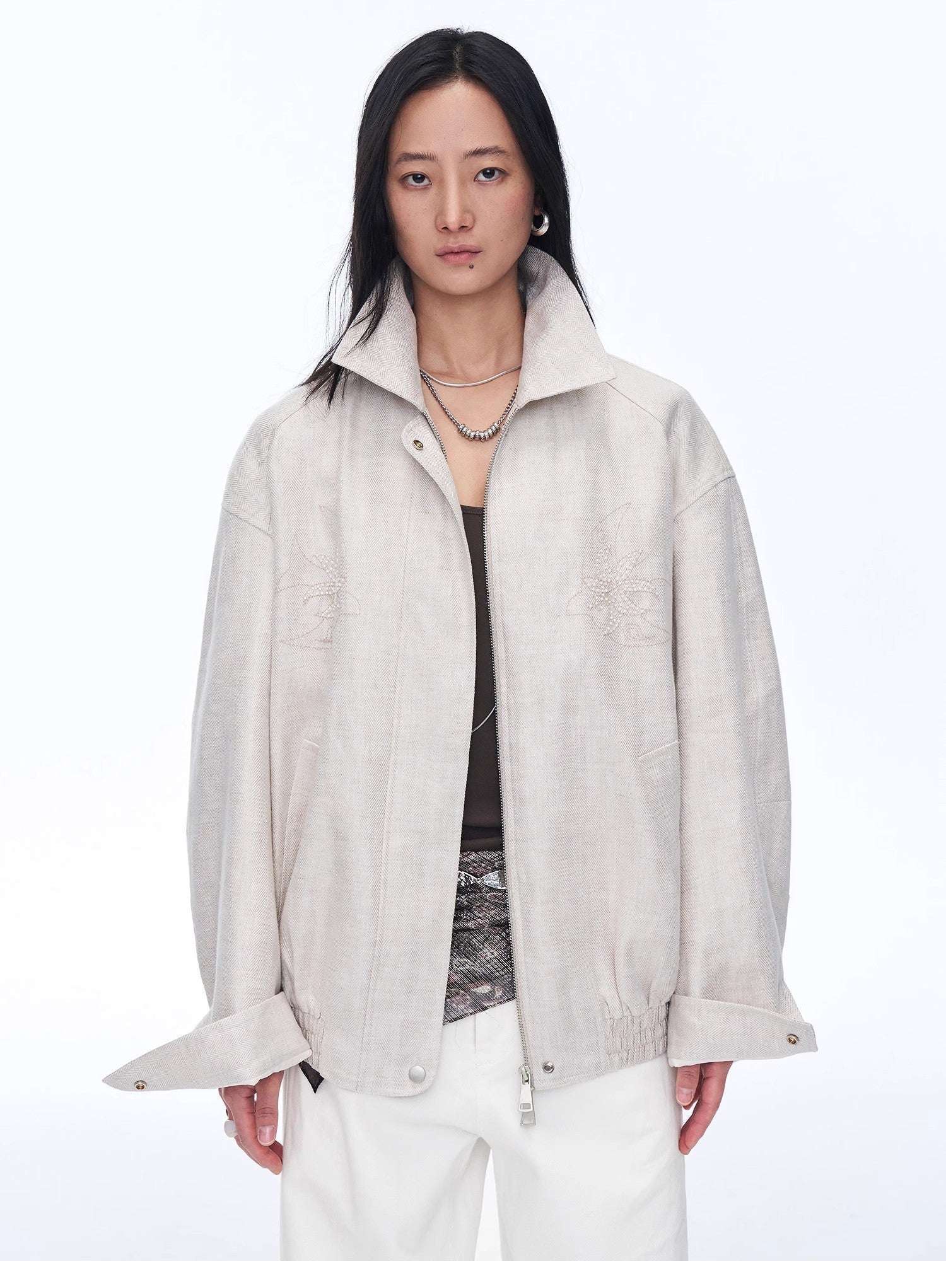 Retro ethnic style beaded embroidery linen loose straight version jacket spring"Comfort Zone"-4
