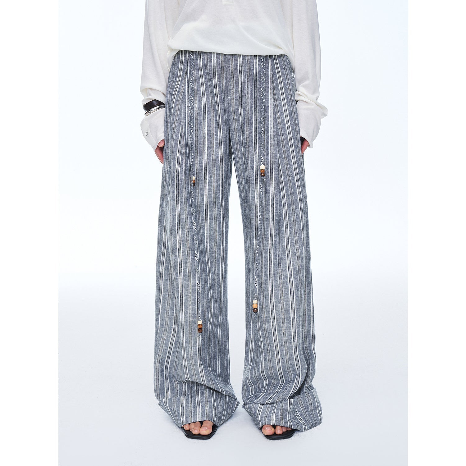 Retro style linen wide-leg casual pants"Free Afterglow"-1