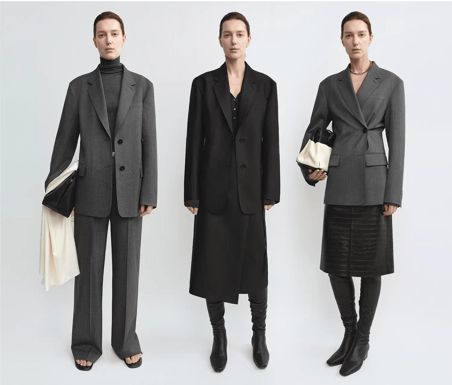 THE ARTM Wool & Silk Blend Oversized Suit Set - Wrinkle-Resistant Blazer & Trousers-1