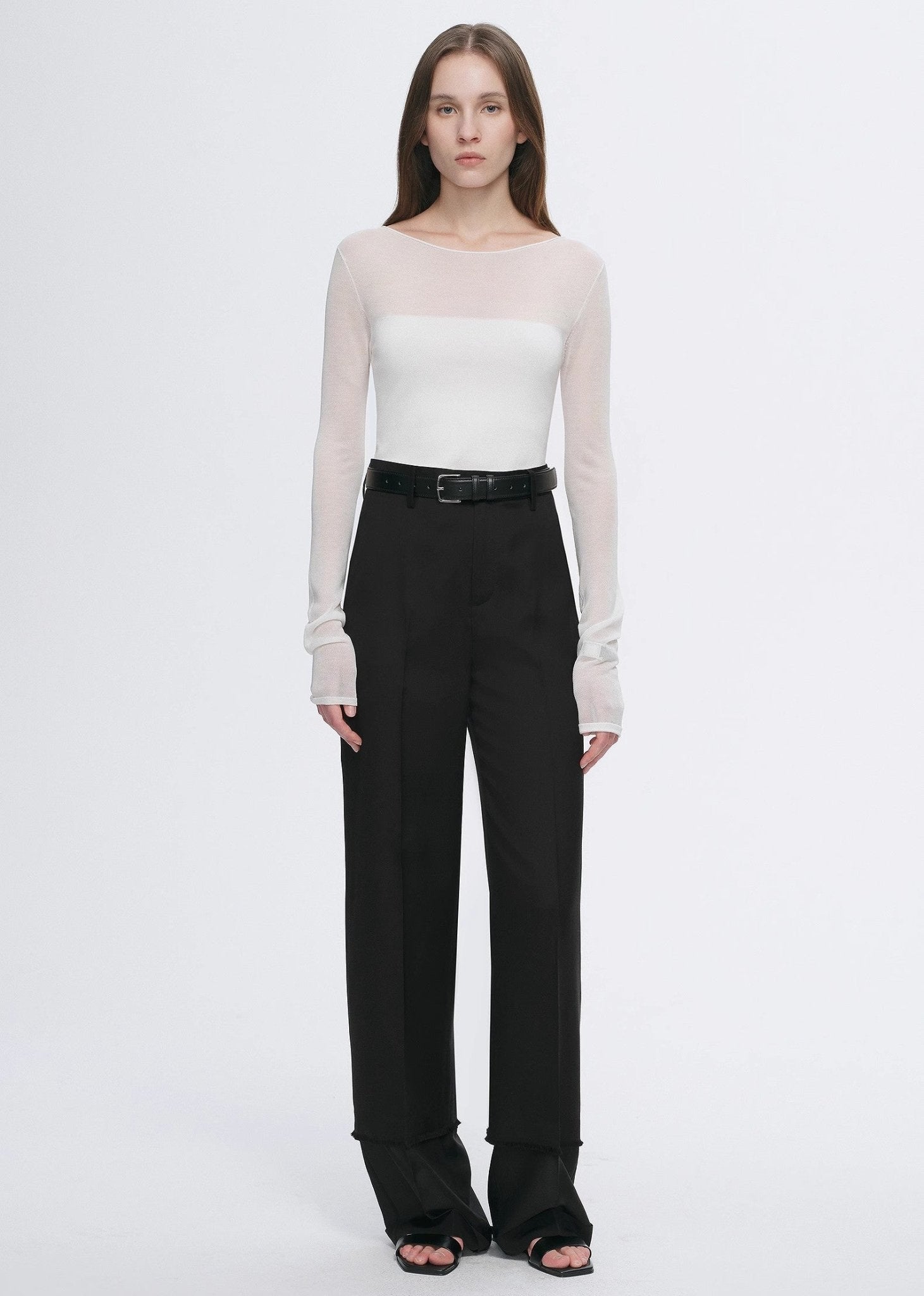 Firelady Fur acetate Tencel shirt with transparent patchwork, slim fit, long sleeves, stylish women’s top.