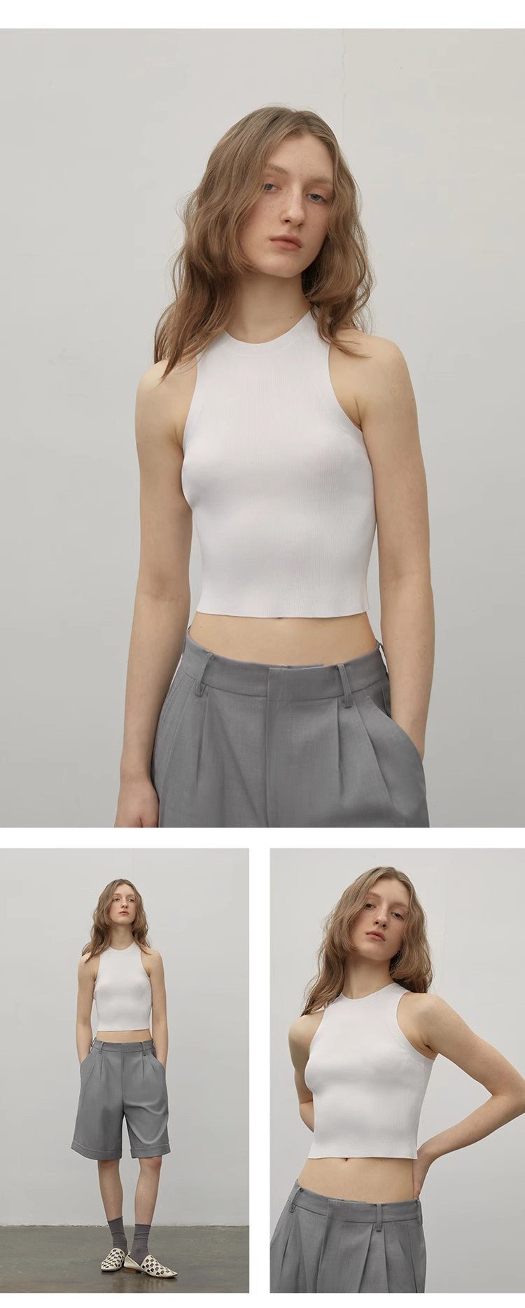 Firelady Fur knit sleeveless top for women, featuring a fitted design with ribbed texture and a round neckline.